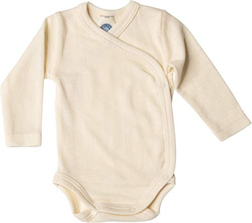 Cosilana Baby Wickelbody aus 70% Wolle und 30% Seide - Gr. 50-56 (Natur, 50-56)