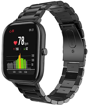 Angersi 20mm Quick Release Acero Inoxidable Solid Wrist Bands Metal Bracelet Sets Replacement Compatible con AMAZFIT GTS/Bip Younth