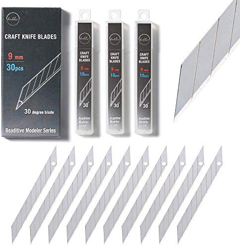 Beaditive Detail Bastelmesser Klingen (30 Stück) - 30 Grad Snap-Off Utility Messerklinge - Kunst, Handwerk, Modellbau (Stahl)