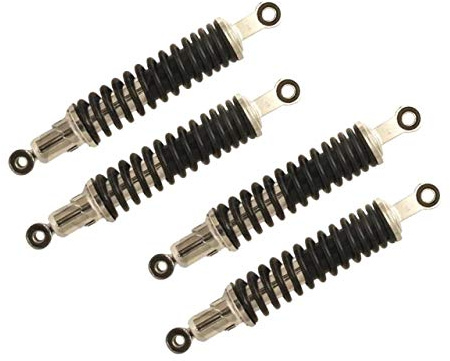 4x Stoßdämpfer 400 mm schwarz passend für Honda, Suzuki, ATV und Quad – Federbein Set 5-fach verstellbar – Augen Ø12/10 mm