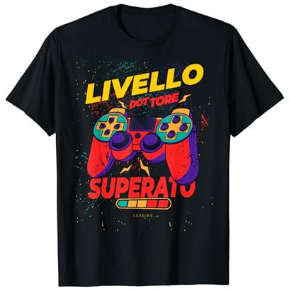 Gadget Divertente Regalo Festa Laurea Gamer Controller Play Maglietta