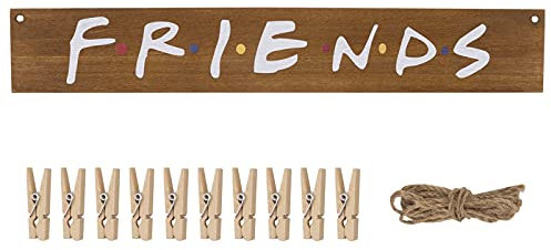 Bilderrahmen mit Freunden, TV-Show-Geschenk, Freunde Themen-Geschenk, Bilderrahmen, Freunde Foto Display inklusive 10 Clips und 2.2 m Hanfseil zum Aufhängen von Grußkarten Fotos (45 cm)