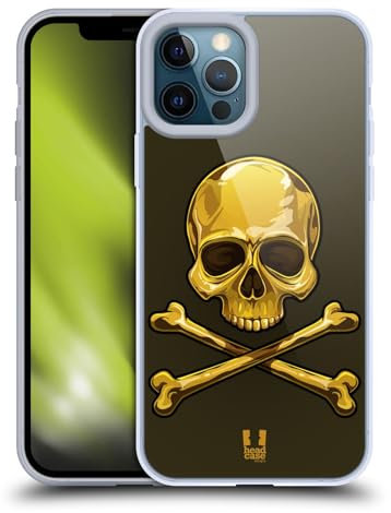 Head Case Designs Gold Skull Mit Gekreuzten Knochen Gelhülle [Militärischer Schutzgrad] Kompatibel Mit Apple iPhone 12 Pro Max Und Kompatibel Mit MagSafe