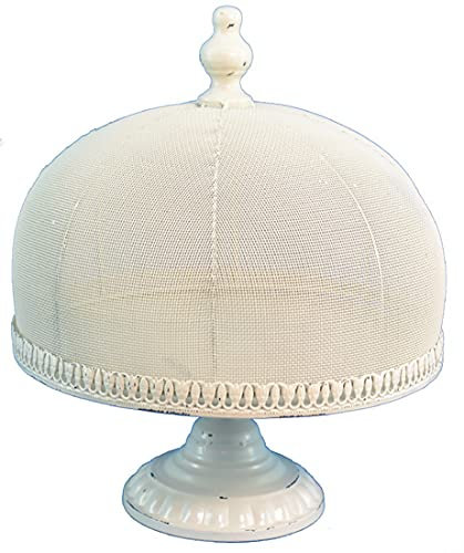 SanMarco Vintage Home Etagere Platte Schale mit Haube antik Nostalgie mit Fliegenhaube*Platte mit Glocke H38 x Ø32 cm Creme