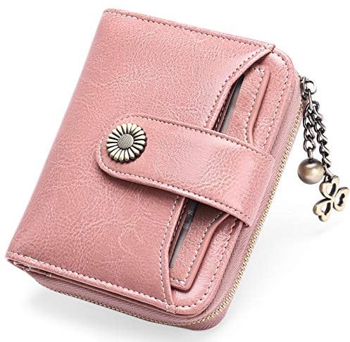 SENDEFN Geldbörse Damen Klein,Geldbeutel Frauen Echtes Leder,mit Münzfach Kleines Zipper Brieftasche Kartenhalter mit RFID Blocker