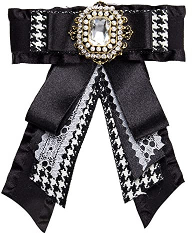 Anawkaia Schleifenbrosche Damen Brosche mit Strass Schleifenbrosche Strass Brosche Damen Vintage Broschennadeln Bekleidungs Schmuck (Schwarz)