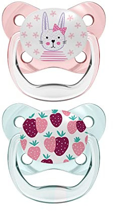 Dr. Brown's Prevent Schnuller aus Silikon T-1 0-6 Monate, Rosa, 2 Stück