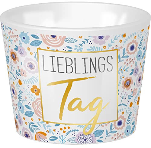 GRUSS & CO 47766 Eierbecher Motiv Lieblingstag, Porzellan, Mehrfarbig