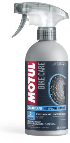 Motul Fahrrad-Kettenreiniger, Lösungsmittelfreier Entfetter, Schützt und bereitet auf die Schmierung vor, Geeignet für alle Fahrradketten, VOC-frei, Bike Care Chain Clean Road, 500 ml