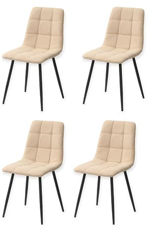 SHIITO | Modell Flora – Packung mit 4 modernen Stühlen für Wohnzimmer, Esszimmer oder Schlafzimmer | 57 x 43,5 x 87 cm – Sand | Minimalistisch Stil