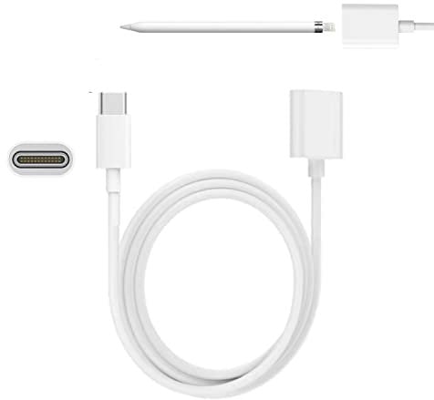Design for Apple Pencil Adapter - 3.3FT Charger Compatible with Apple Pencil 1st Gen, Protect iPad Battery & USB C Port, Charge from USB C Charger, Power Bank, Laptop