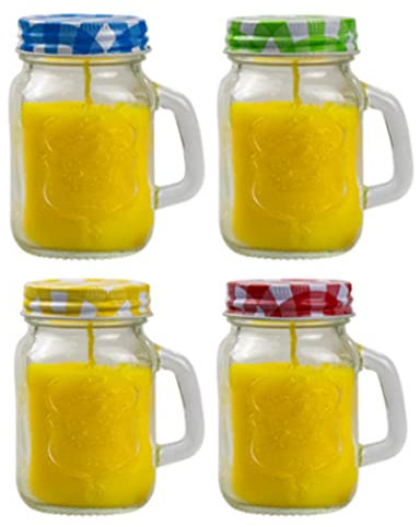 Citronella Candle Glass Mason Jar Set of 4 - Indoor/Outdoor Use 0998