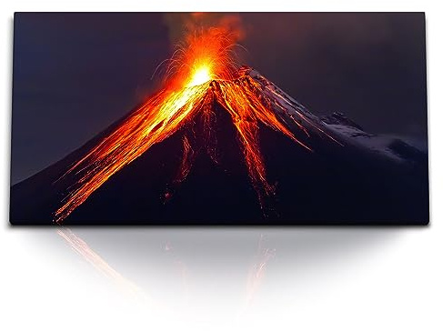 Paul Sinus Kunstdruck Bilder 120x60cm Vulkanausbruch Vulkan Lava Nacht Naturgewalt