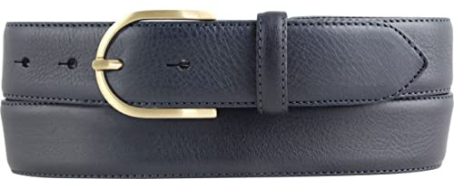 BELTINGER Hochwertiger Damengürtel aus Vollrindleder mit goldener Gürtelschließe 3,5 cm | Bombierter Ledergürtel Damen 35mm | Damen-Gürtel made in Italy