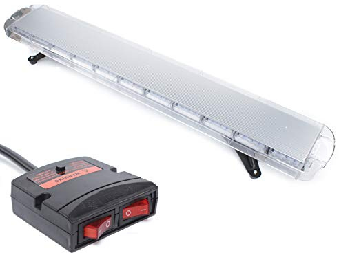 Rampe Gyrophare LED Ambre 131 cm, 96 LED, 12-24V | 15 Modes de Flash, Câble 5 m et Boîtier de Commande pour Camion, Dépanneuse, Chantier et Véhicule Agricole