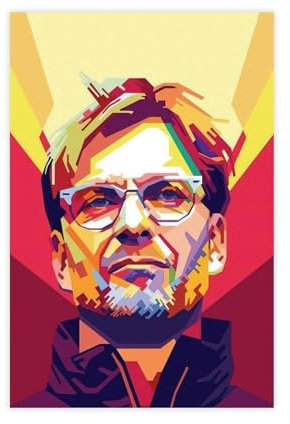 MEZUMI Jürgen Klopp Kunst-Leinwand-Poster, Schlafzimmer, Dekoration, Sport, Landschaft, Büro, Raumdekoration, Geschenk, ungerahmt, 30 x 45 cm