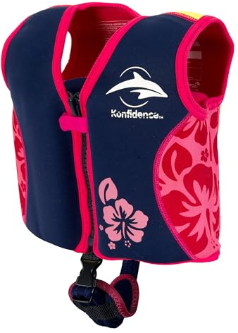 Konfidence Swim Jacket - Premium Swim Vest with Removeable Safety Strap for Kids| Adjustable Buoyancy | UKCA & CE Compliant | Swim School Approved (Oahu, Large)