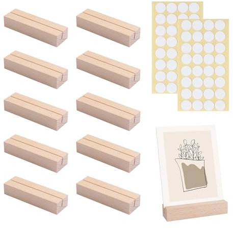 AiQInu 10 piezas Soporte Fotos Madera, Soporte Tarjeta Madera Gráfica, Porta Fotos para Mesa