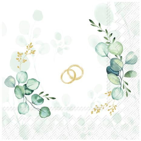 Servietten Wedding Botanical Eukalyptus 20 Stk.