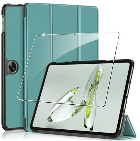 Hülle für Oneplus Pad Go/Oppo Pad Neo 2024 11.4 inches Tablette Case Cover+1 Stücks Schutzglas Schutzfolie -Green