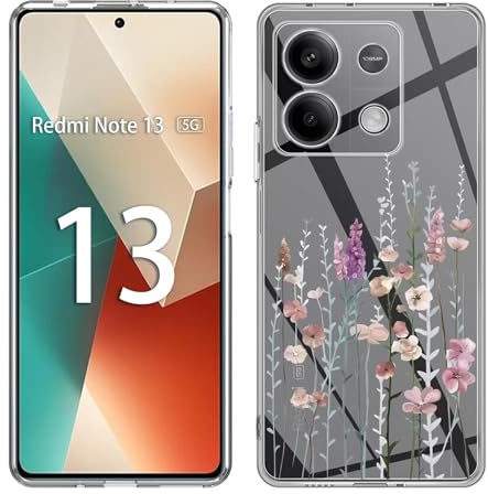 Kaywzo Hülle für Xiaomi Redmi Note 13 5G,Transparent TPU Handyhülle mit Gemälde Blume Muster,Ultradünn Stoßfester Schutzhülle,Schön Silikon Cover Case-3