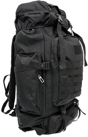 OpTacs Taktischer Wanderrucksack 80l Molle Camping Rucksack wasserdicht Outdoor Sport Backpack Tactical Reiserucksack für Jagd, Wandern, Trekking, Angeln (Schwarz)