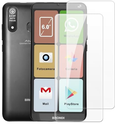 Set 2 Pellicole Protettive in Vetro Temperato Compatibile con Brondi Amico Smartphone XL Nero, Anti-Graffio, Alta Trasparenza, Facile da Applicare