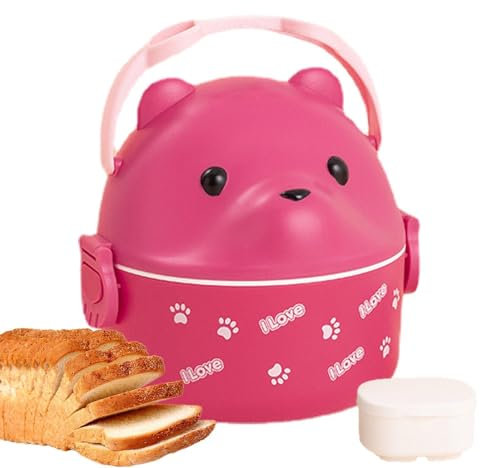 Lunchbox | Bear Lunch Container | Lunchbox | Niedlicher Bär Bento Box | Bärenförmiger Lebensmittelbehälter, Bären-Design Lunchbox, mit Griff, auslaufsicher, thermisch, wiederverwendbar
