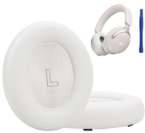 Cushion Kit for Bose QC Ultra Wireless Headphones, Earpad Replacement with Softer Protein Leather& Noise Isolation Foam (White Smoke)