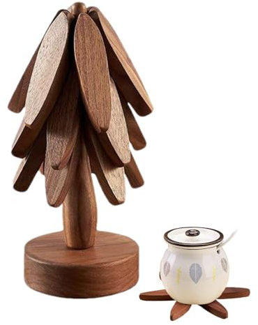 Dessous De Plat en Bois pour Plats Chauds, Ensemble De sous-Verres en Bois, Ensemble De sous-Plats en Forme d'arbre, Sets De Table en Bois pour La Décoration De Table De Noël