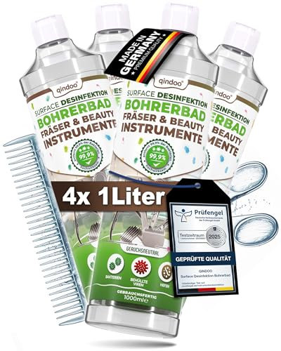 Qindoo Instrumentendesinfektion Bohrerbad (4 Liter) Desinfektion Fräser, Fußpflege, Nagelstudio, Friseur, Barber, Kosmetik Beauty Instrumente, Ultraschall geeignet