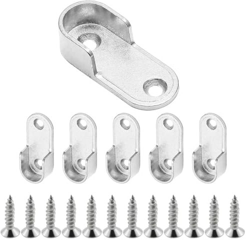 JEYORZY Support Tringle Penderie, 6 pcs Barre de penderie Avec 12 Vis, Support Tringle, Penderie Ovale Support Barre Penderie, pour Support pour Tringle Rideau, Barre Penderie Vetement, Porte Manteau