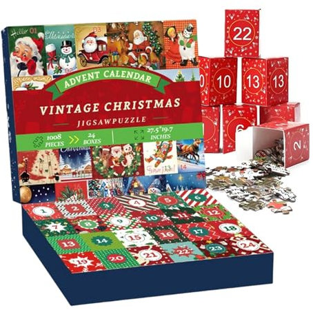 Weihnachtskalender-Puzzle, Weihnachts-Countdown-Kalender-Puzzle, Weihnachts-Countdown-Kalender, Weihnachts-Countdown-Kalender, Weihnachtspuzzles Wein