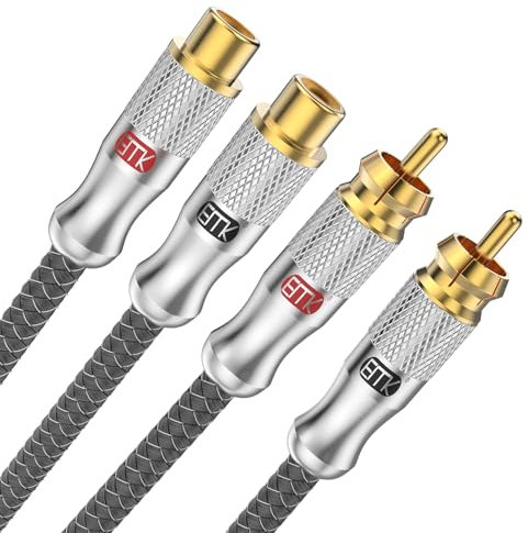 EMK RCA Stereo Verlängerungskabel, 2x Stecker auf 2x Buchse, 1.5m - Vergoldete Kontakte, für Heimkino & Audioanlagen