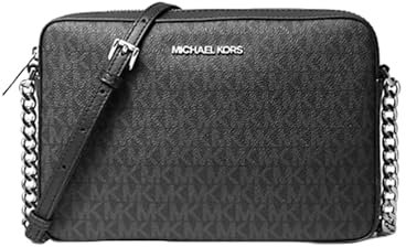 Michael Kors Umhängetasche Jet-Set East West, Umhängetasche, groß, Schwarzes PVC, Medium