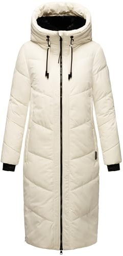Damen Wintermantel Warmer Steppmantel elegant lang jacke Mantel warm gefüttert mit große Kapuze und hohem Kragen Nadaree XVI XS-XXL