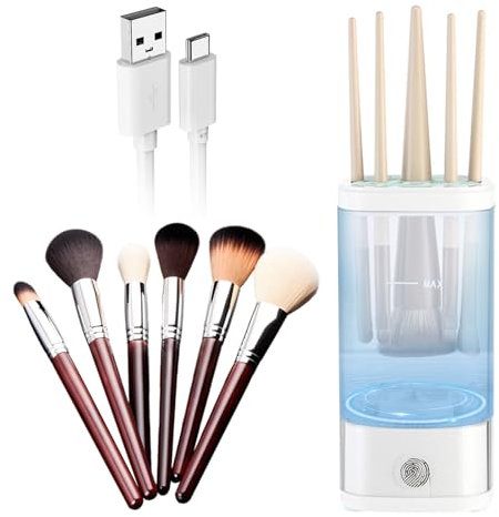Electric Makeup Brush Cleaner Machine,USB Automatic Makeup Brush Cleaner,Hand Free Make up Brush Cleaner Set,Quick Wash in Seconds Cosmetic Brushes Cleaning Tools for Cleaning and Drying