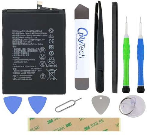 OnlyTech - Replacement Premium Battery Repair Kit HB496590EFW for Huawei Honor X6 / X7 / X8 5G / Honor 70 Lite - 5000mAh - Same Quality with 10 Tools and Adhesive