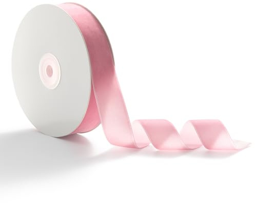 AOKSUNOVA Samtband Rosa Schleifenband Samt Band Geschenkband Samt 2,5cm x 9m Geschenkbänder Samtbänder