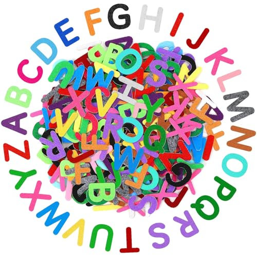 SEPGLITTER 300 Stück Buchstaben Aufkleber aus Filz, Bunte A-Z Alphabet Aufkleber Buchstaben Selbstklebend Klebebuchstaben Buchstaben zum Aufkleben für den Schulanfang Bastelarbeiten Scrapbooking
