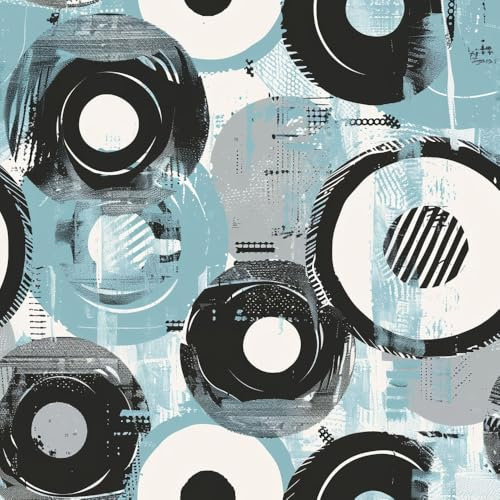 JIAOQSS Papier Peint Adhesif Mural Rond Moderne Bleu Art déco Papier Peint Graphique Papier Peint Adhesif Mural Papier Peint Motif Salle de Bain Chambre Salon