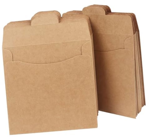 Vaguelly 100 Stück Kraftpapier Cd Hüllen Braun Vintage Design Robuste Papierumschläge Für Cds Dvds Dokumente Vielseitige Papiertaschen Zur Aufbewahrung