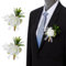 ASTRQLE Lot de 2 boutonnières roses blanches pour homme - Fleurs artificielles - Pour mariage, dîner, fête, cérémonie, anniversaire