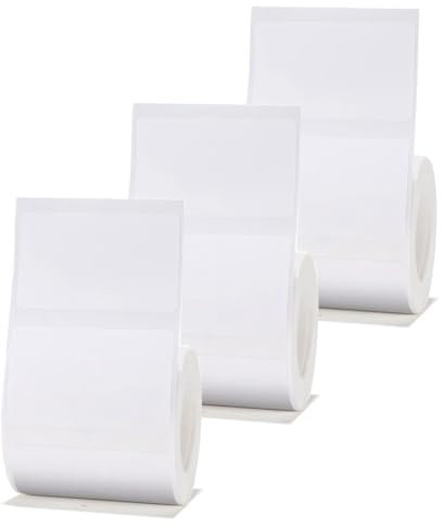 Solimind 3 Rollen Weißes Etikettenpapier 50x30mm Kompatibel für B1 B21 B3S Etikettendrucker Wasserdicht, Selbstklebendes Etikettenpapier, Robuste Feine Verarbeitung