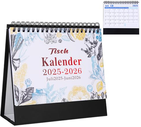 Tischkalender 2025 2026, Stabile Kalender 2025 mit Planer, Dreieck Kalender 2025 Calendar Girl, Tischkalender Schuljahr 2025/2026 Büro Gadgets Monatskalender mit Bunte Blumen Weiß