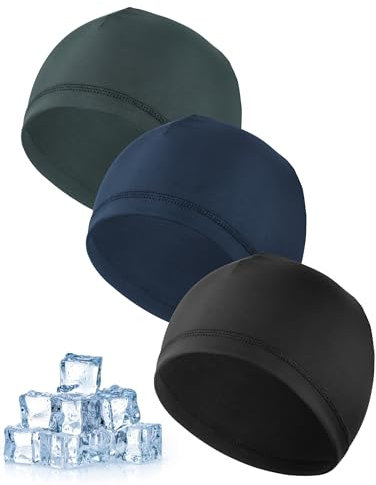 MELLIEX 3 Stück Cooling Fahrradmütze Unter Helm, Atmungsaktiver Eisseidenhut Sommer Sportmütze Multifunktionale Skull Cap für Herren Damen