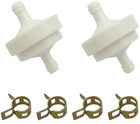 Strongthium 2-Pack 1/4 Inch 6mm ID Inline Petrol Fuel Filter Replaces 394358S 394358 56679 7014359YP Compatible with Briggs & Stratton Craftsman Toro Lawn Mower with 4 Hose Clamps