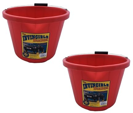 2 X Airflow Heavy Duty Invincible Builders Bucket – 3 Gallon / 15 Litre – Strong Handle & Calibrated Markings – Multi-Purpose Mixing, Gardening,Farm&Construction Use–Pack of 1 to 5–Multi Colours_Red