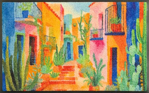 Wash+Dry Fußmatte Casas de Colores 40x60cm, innen und außen, waschbar