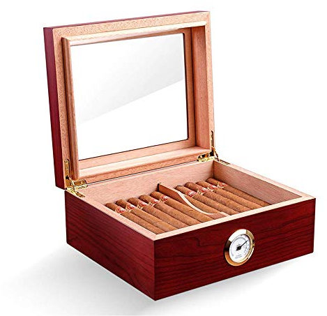 PIPITA Zigarren Humidor Box aus Holz mit Hygrometer und Befeuchtungssystem für ca. 40 Zigarren I Zigarren-Zubehör